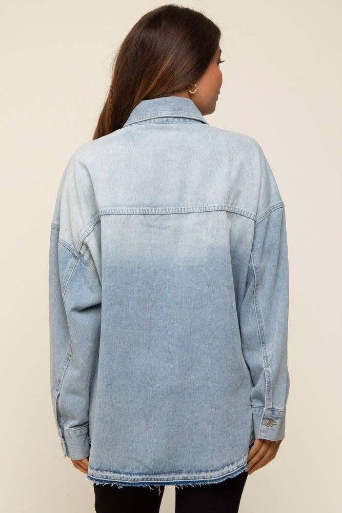 Blue Round Raw Edge Hem Denim Maternity Jacket sold by Pinkblush product image thumbnail 3