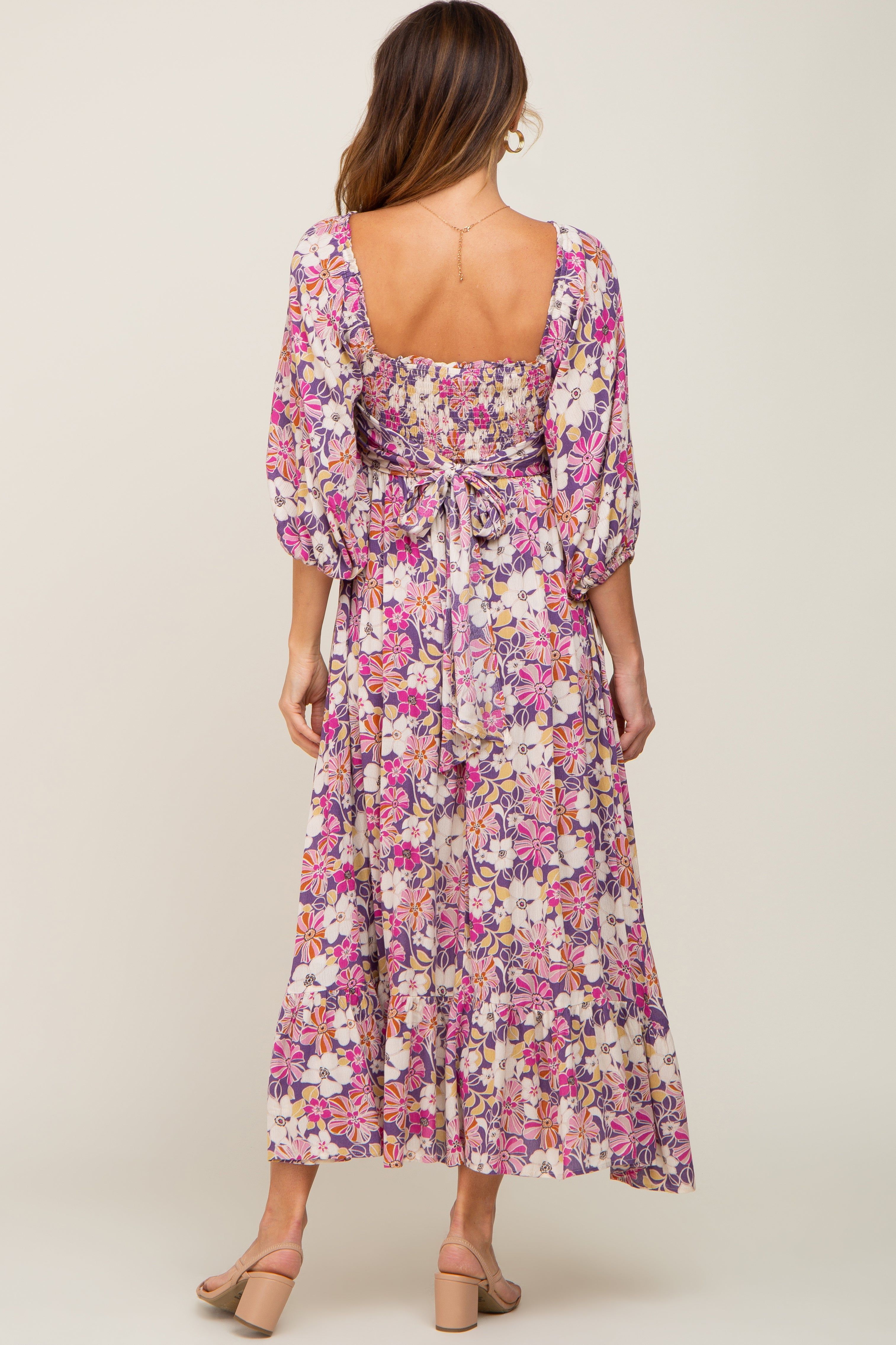 Purple Multi-Color Floral Maxi Dress sold by Pinkblush product image thumbnail 3