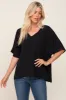 Black Oversized V-Neck Pocket Front Maternity Blouse sold by Pinkblush