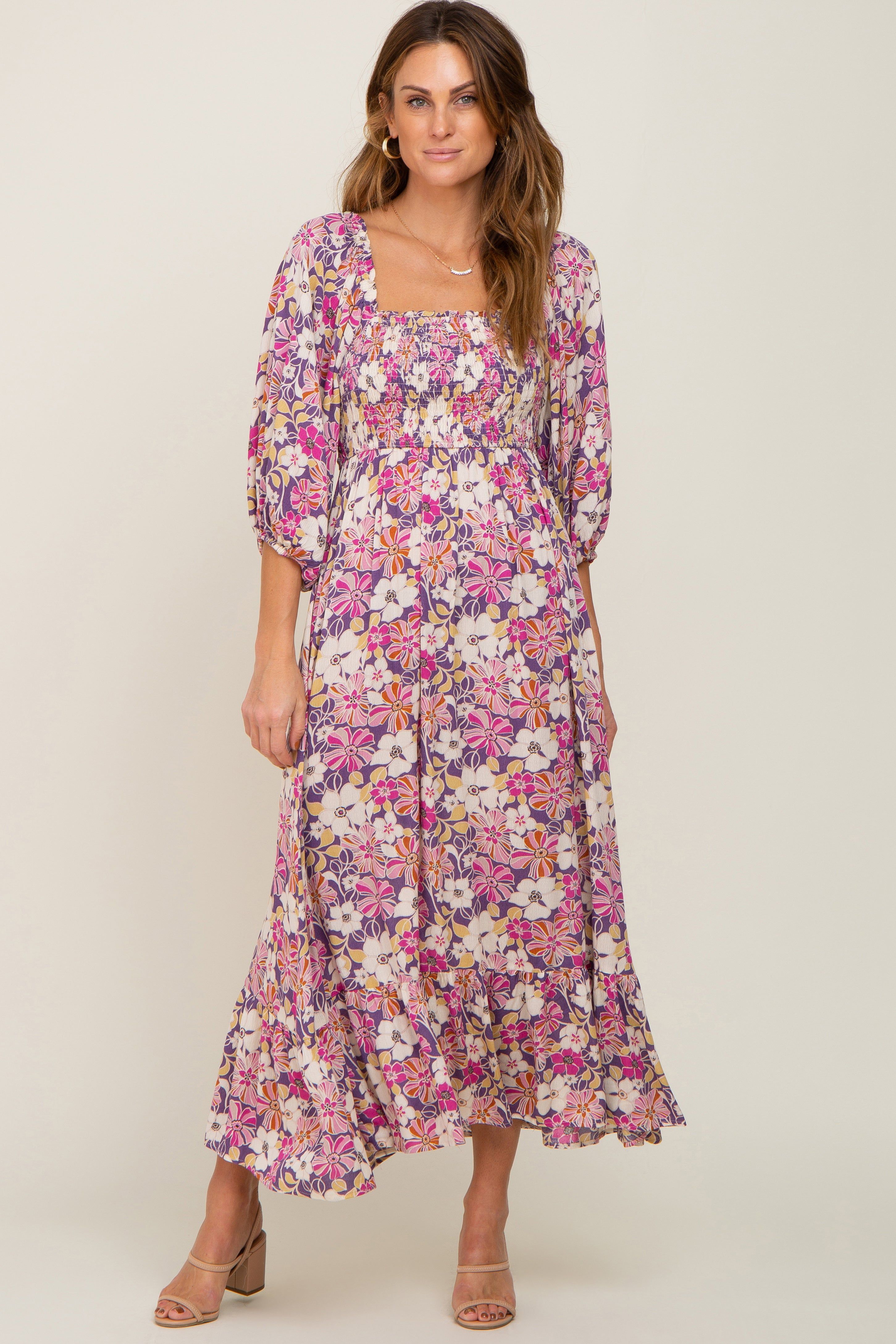 Purple Multi-Color Floral Maxi Dress sold by Pinkblush