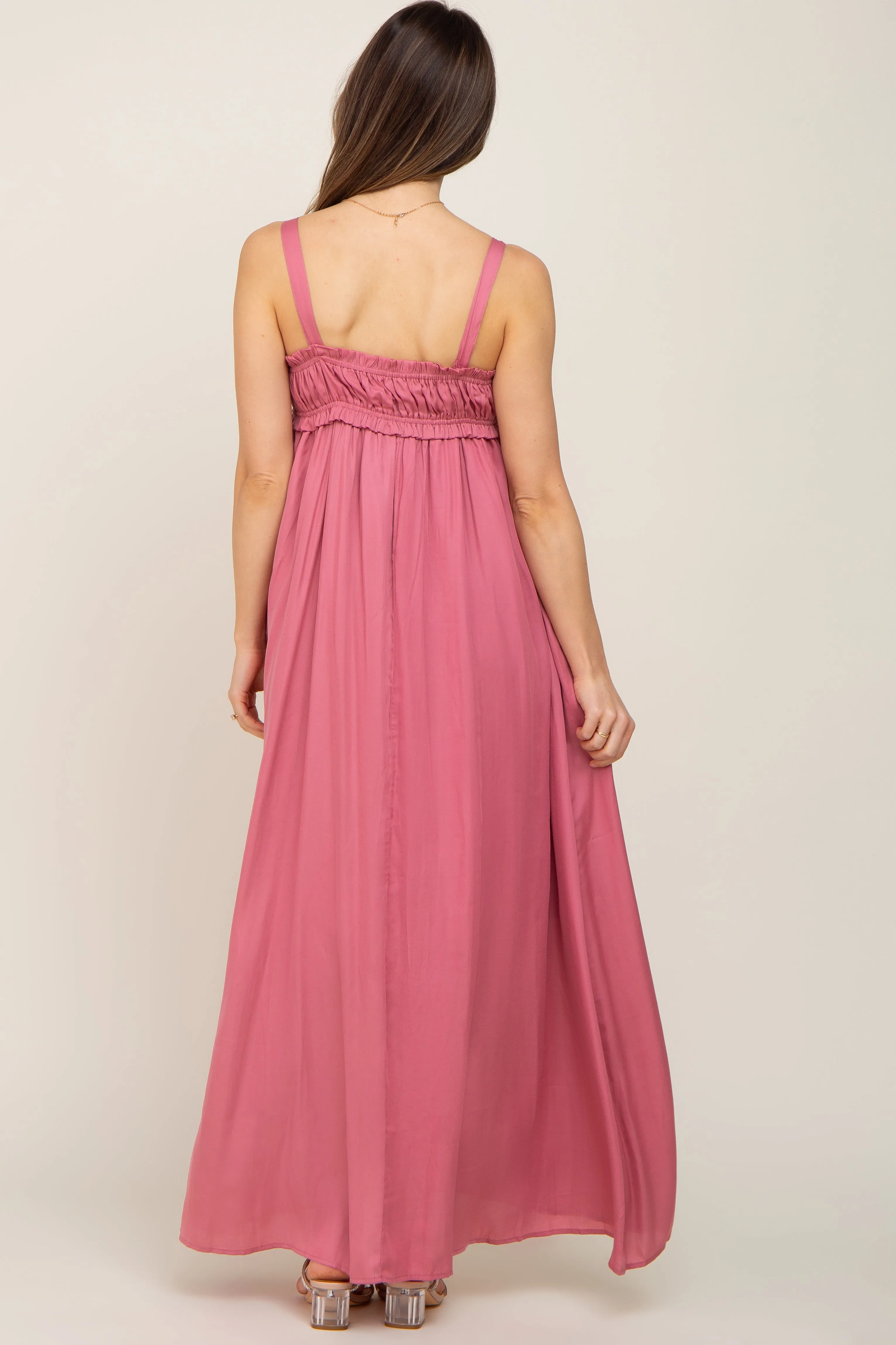 Mauve Shirred Sleeveless Maternity Maxi Dress sold by Pinkblush product image thumbnail 3