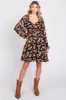 Black Floral Chiffon Sweetheart Neck Long Puff Sleeve Dress sold by Pinkblush