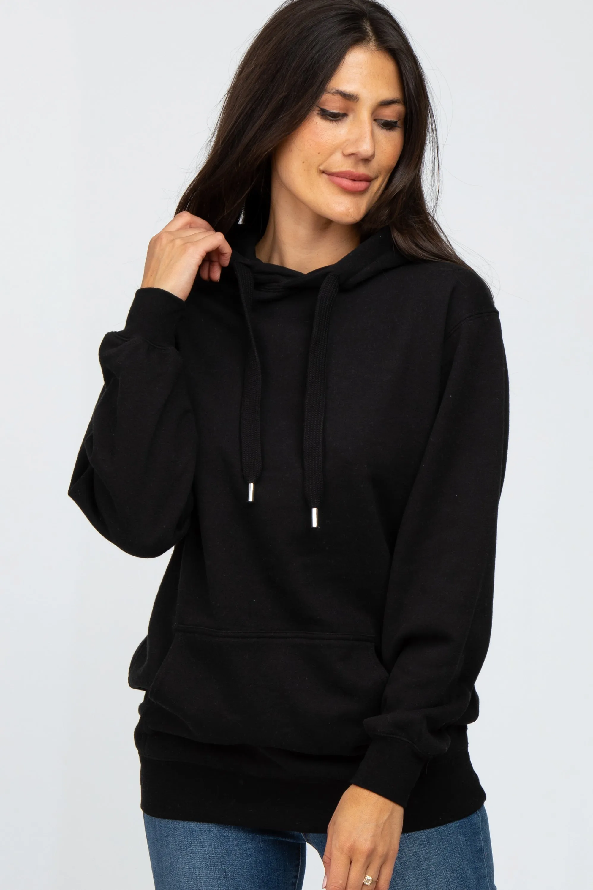 Black Oversized Maternity Hooded Sweatshirt sold by Pinkblush product image thumbnail 5