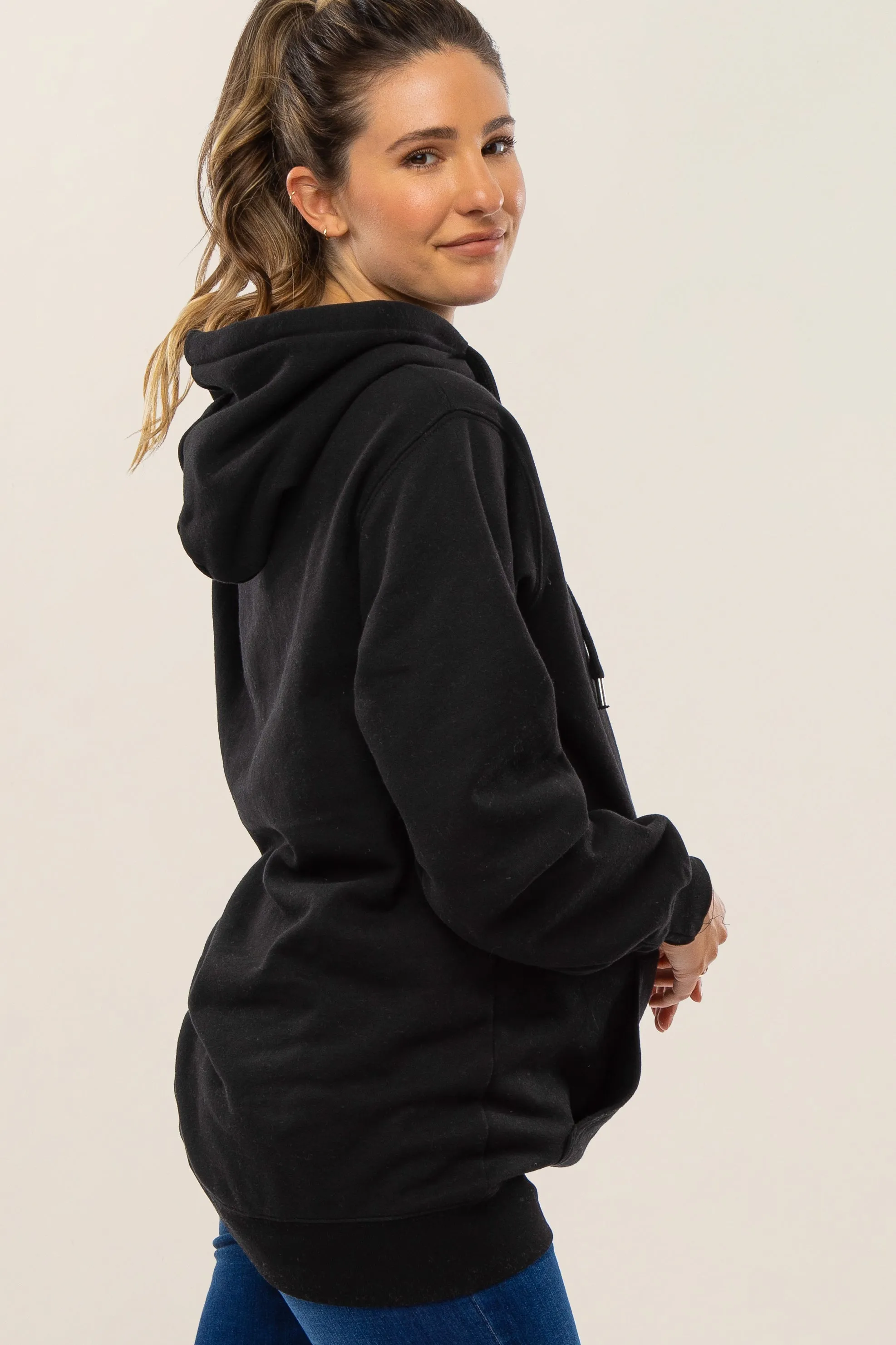 Black Oversized Maternity Hooded Sweatshirt sold by Pinkblush product image thumbnail 2