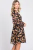 Black Floral Chiffon Sweetheart Neck Long Puff Sleeve Dress sold by Pinkblush