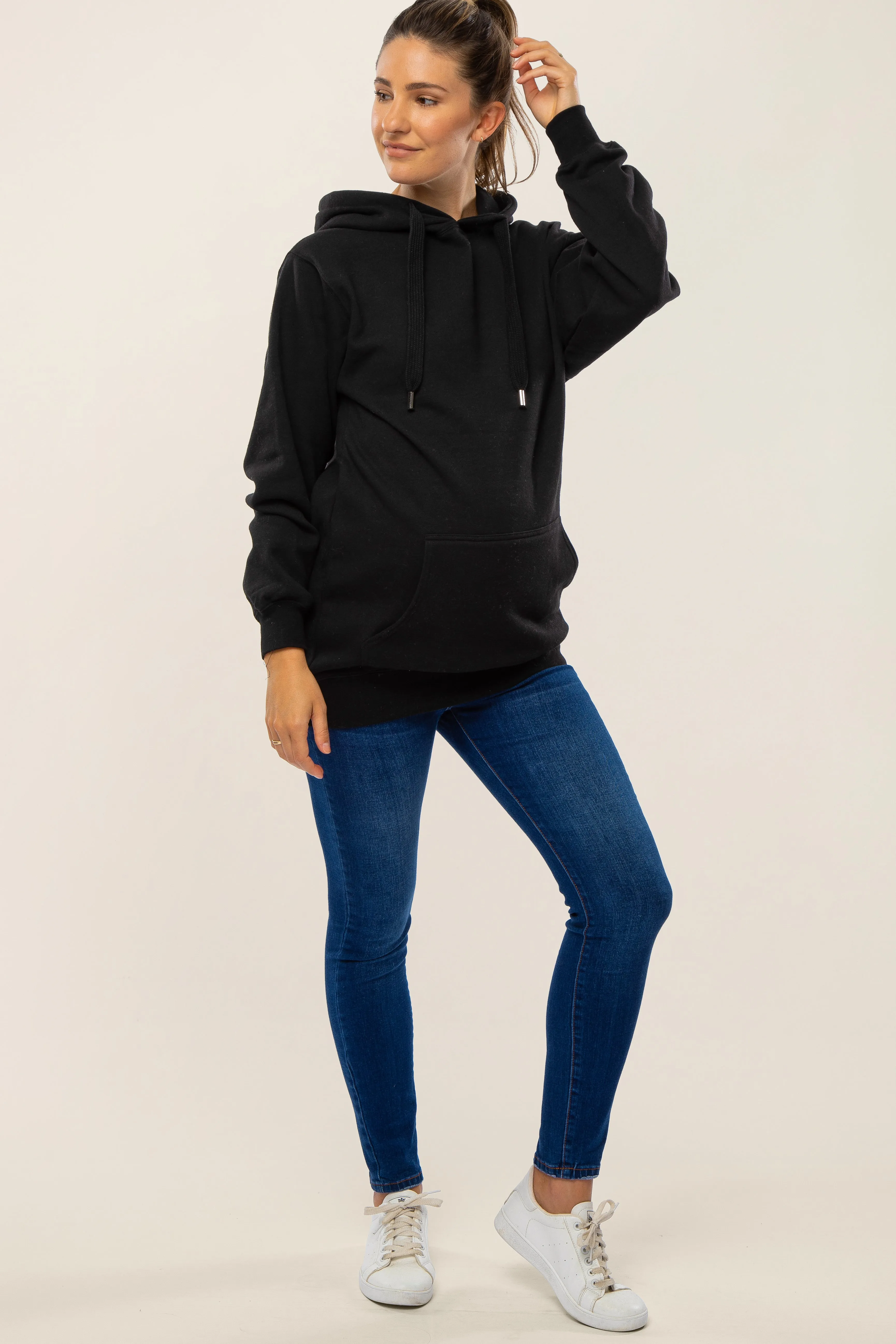 Black Oversized Maternity Hooded Sweatshirt sold by Pinkblush product image thumbnail 4