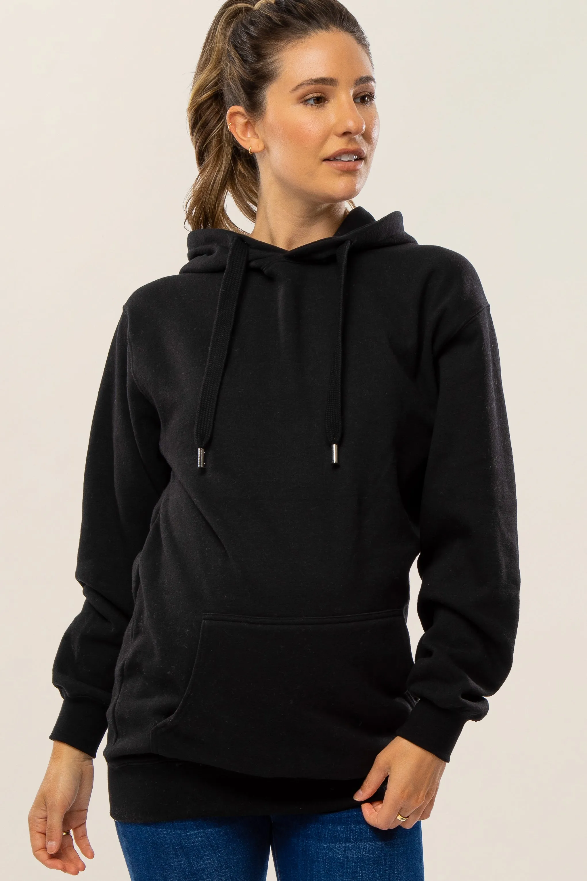 Black Oversized Maternity Hooded Sweatshirt sold by Pinkblush