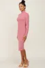 Mauve Ribbed Mock Neck Lettuce Trim Midi Dress sold by Pinkblush