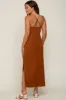 Rust Draped Neck Side Slit Maternity Maxi Dress sold by Pinkblush