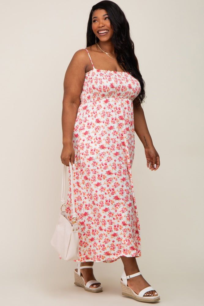 Ivory Square Neck Smocked Plus Midi Dress sold by Pinkblush product image thumbnail 6