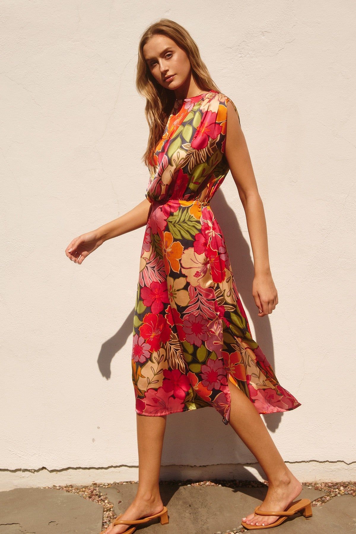 Pink Floral Garden Blouson Slit Dress sold by Pinkblush product image thumbnail 2
