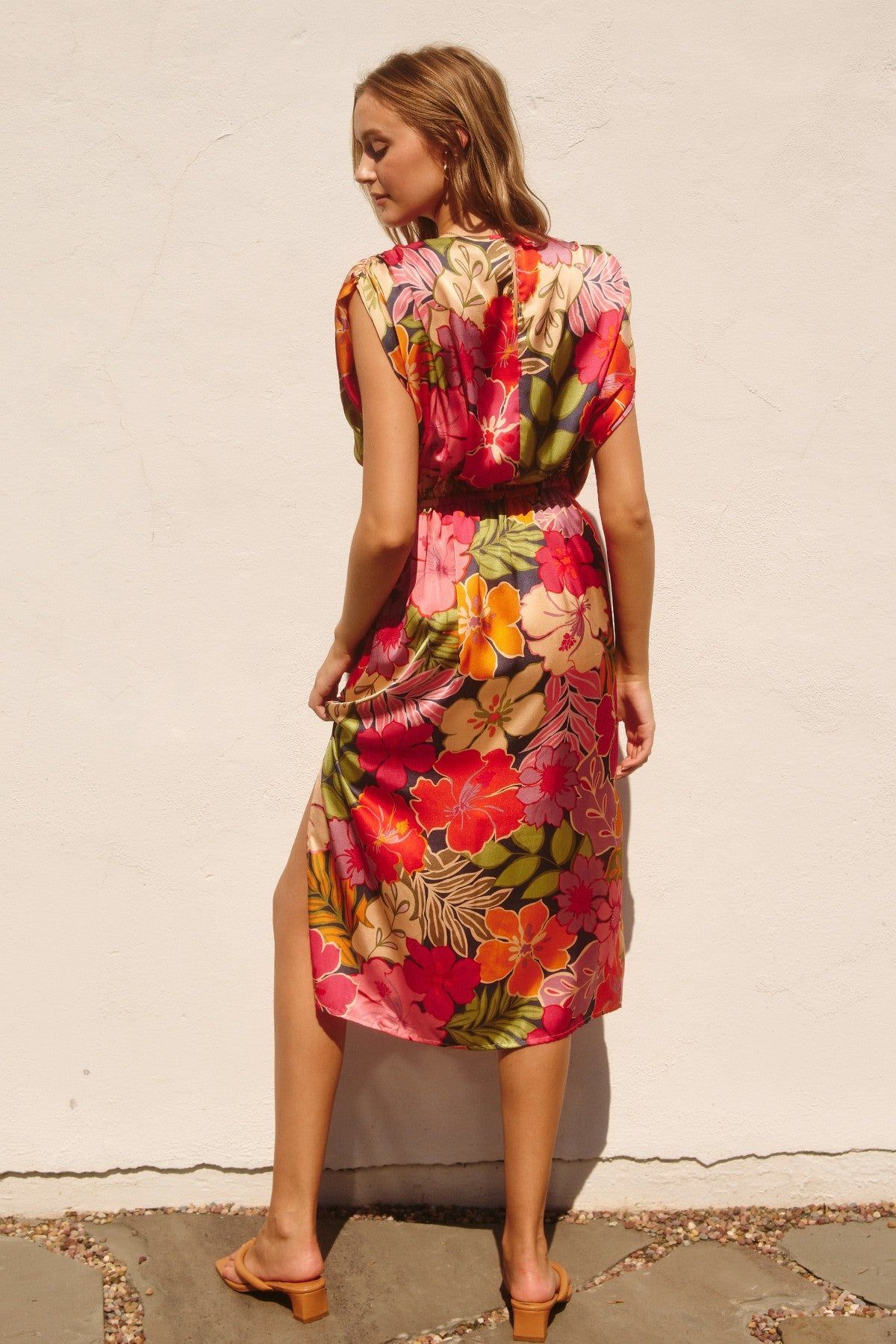 Pink Floral Garden Blouson Slit Dress sold by Pinkblush product image thumbnail 3