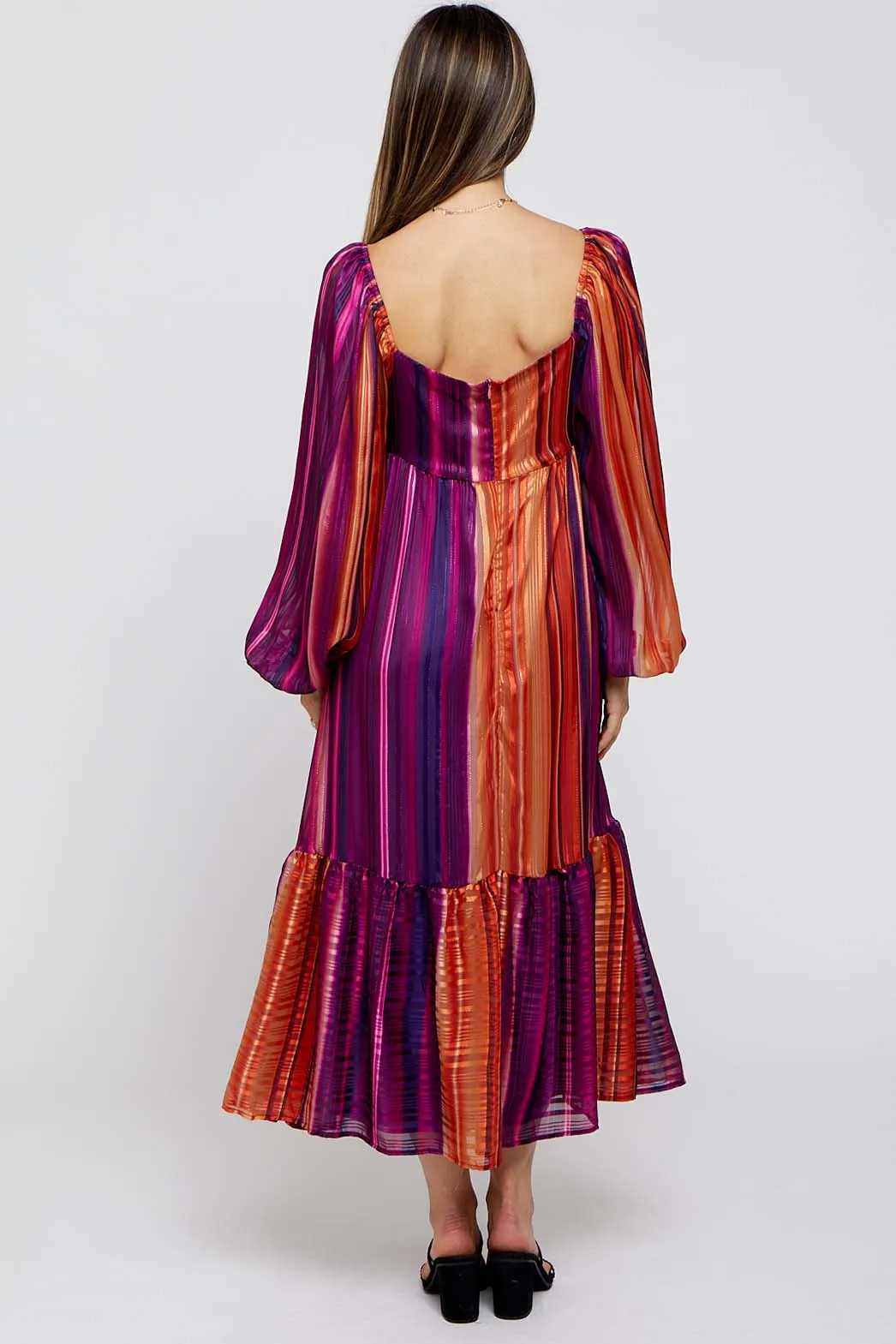 Plum Striped Maternity Midi Dress sold by Pinkblush product image thumbnail 4