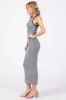 Gray Ribbed Knit Sleeveless Fitted Midi Dress sold by Pinkblush