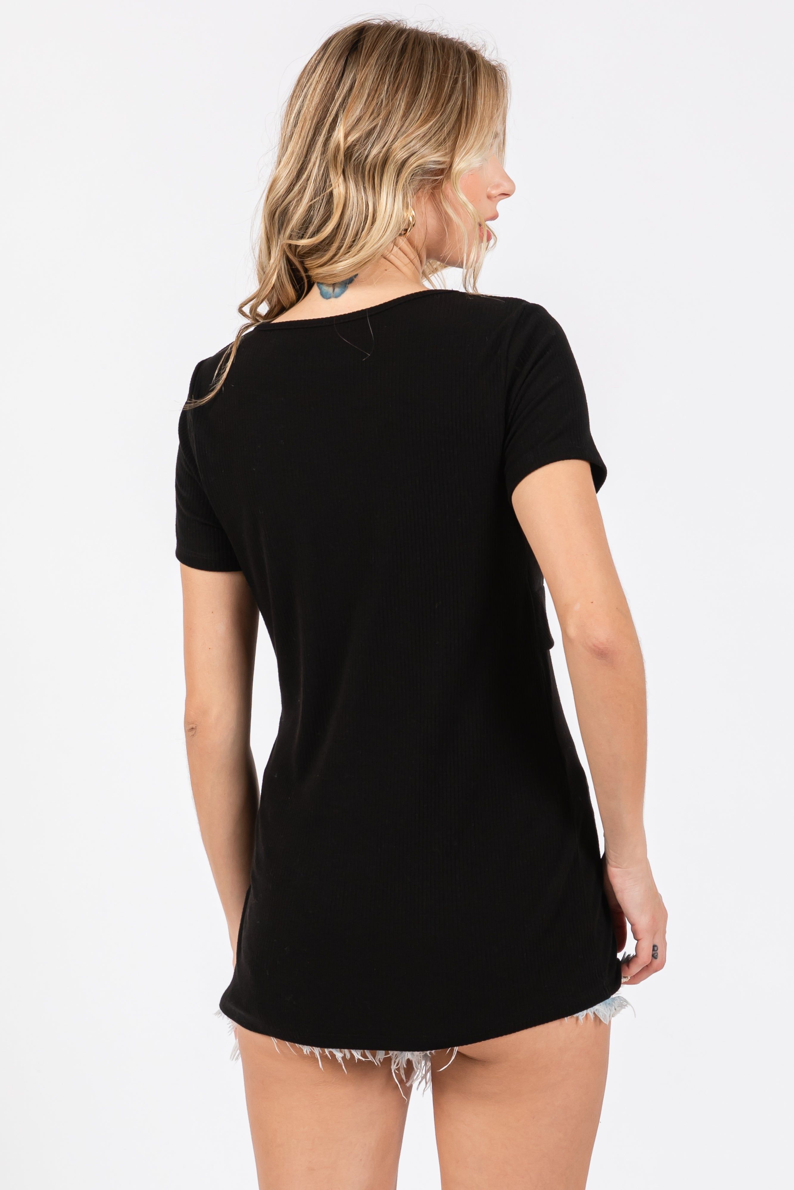 Black Ribbed Twist Front Top sold by Pinkblush product image thumbnail 3