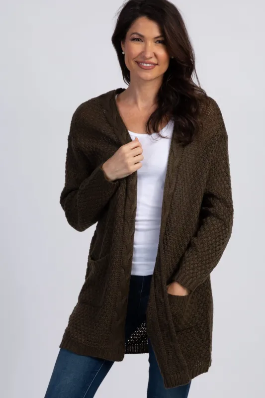 Olive Cable Knit Cardigan sold by Pinkblush