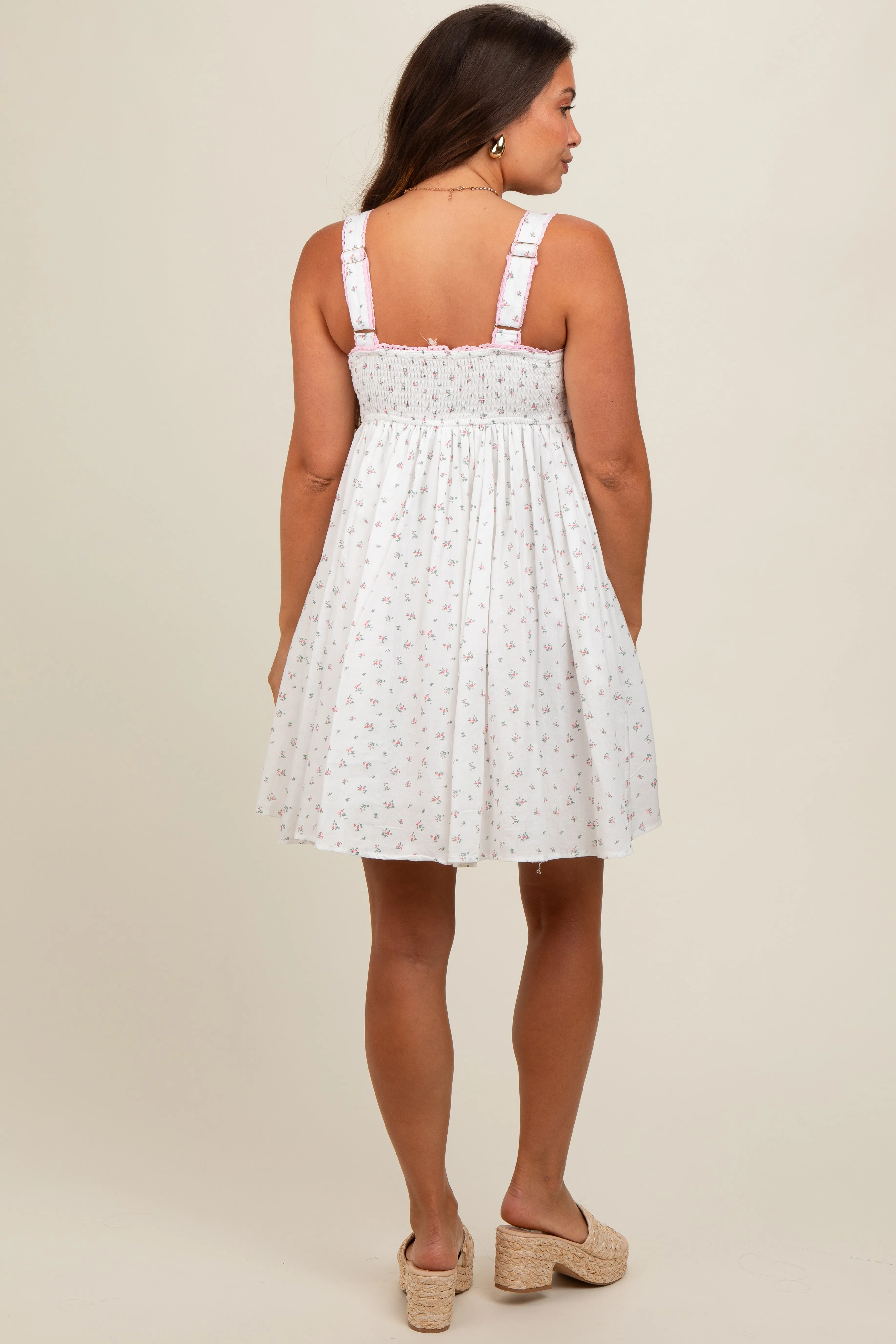 Light Pink Floral Bow Detail Maternity Mini Dress sold by Pinkblush product image thumbnail 3