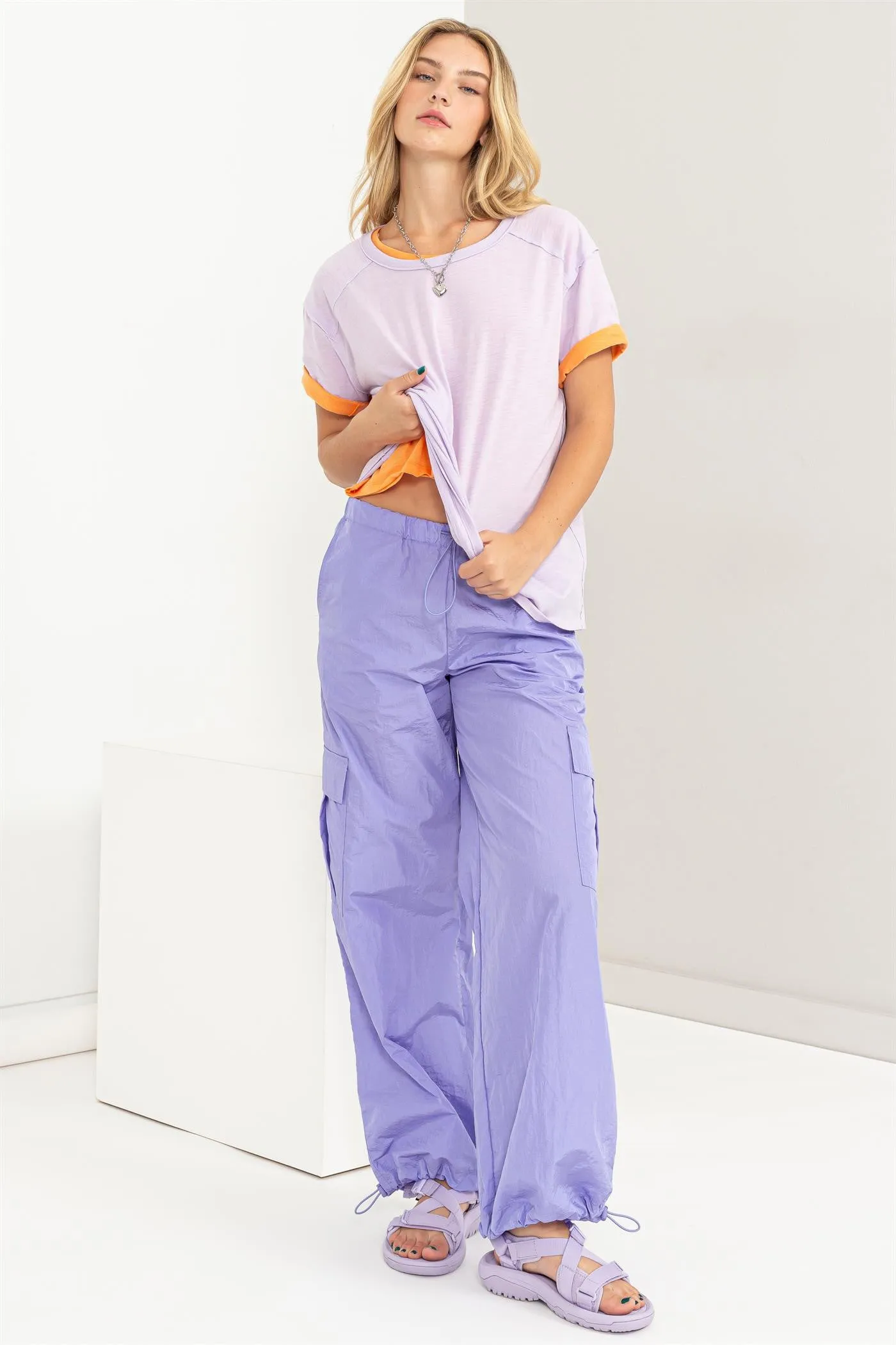 Lavender Raw Hem Short Sleeve Top sold by Pinkblush product image thumbnail 3