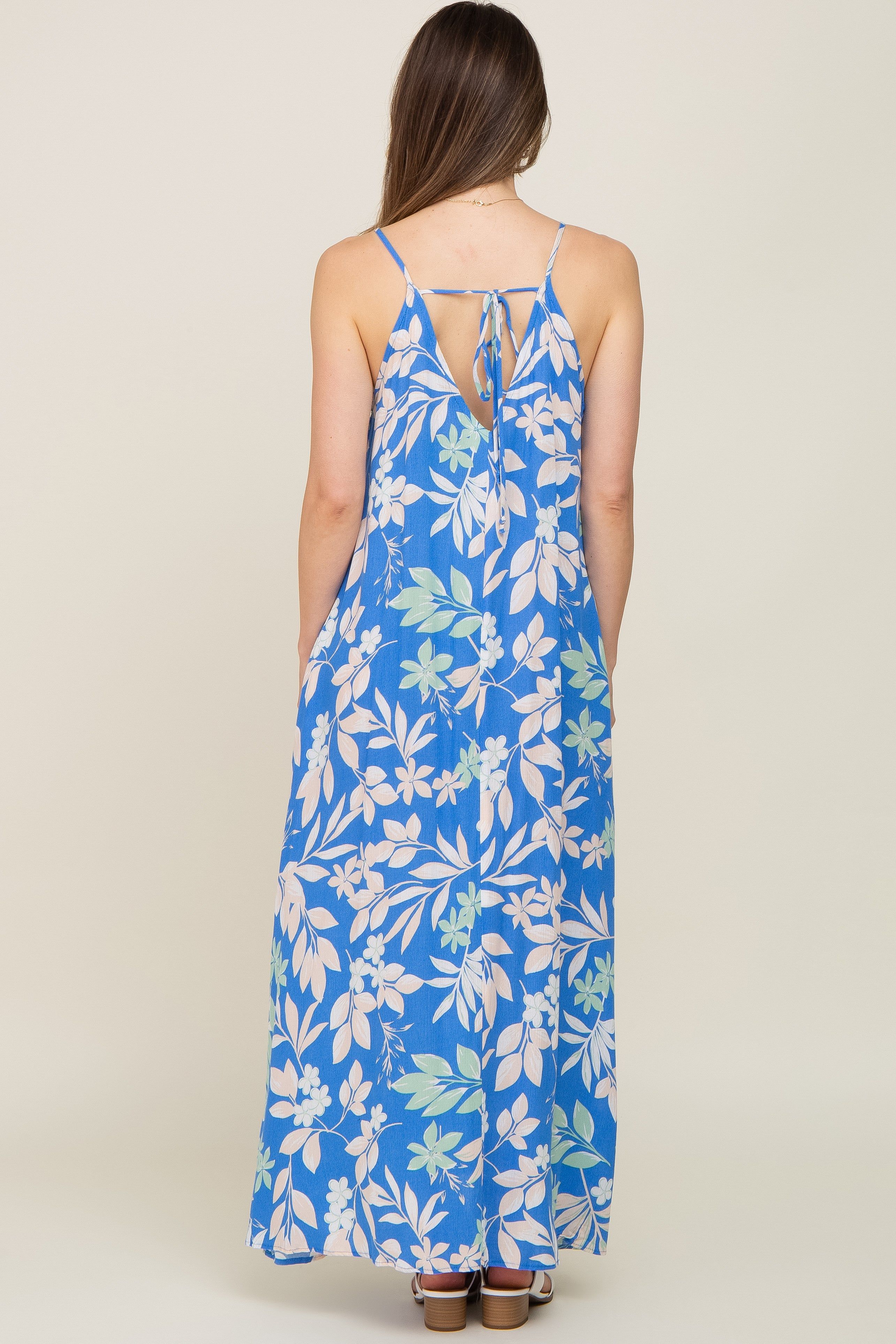 Blue Floral V-Neck Maternity Maxi Dress sold by Pinkblush product image thumbnail 4