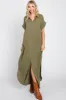 Olive Button Down Maternity Midi Dress sold by Pinkblush