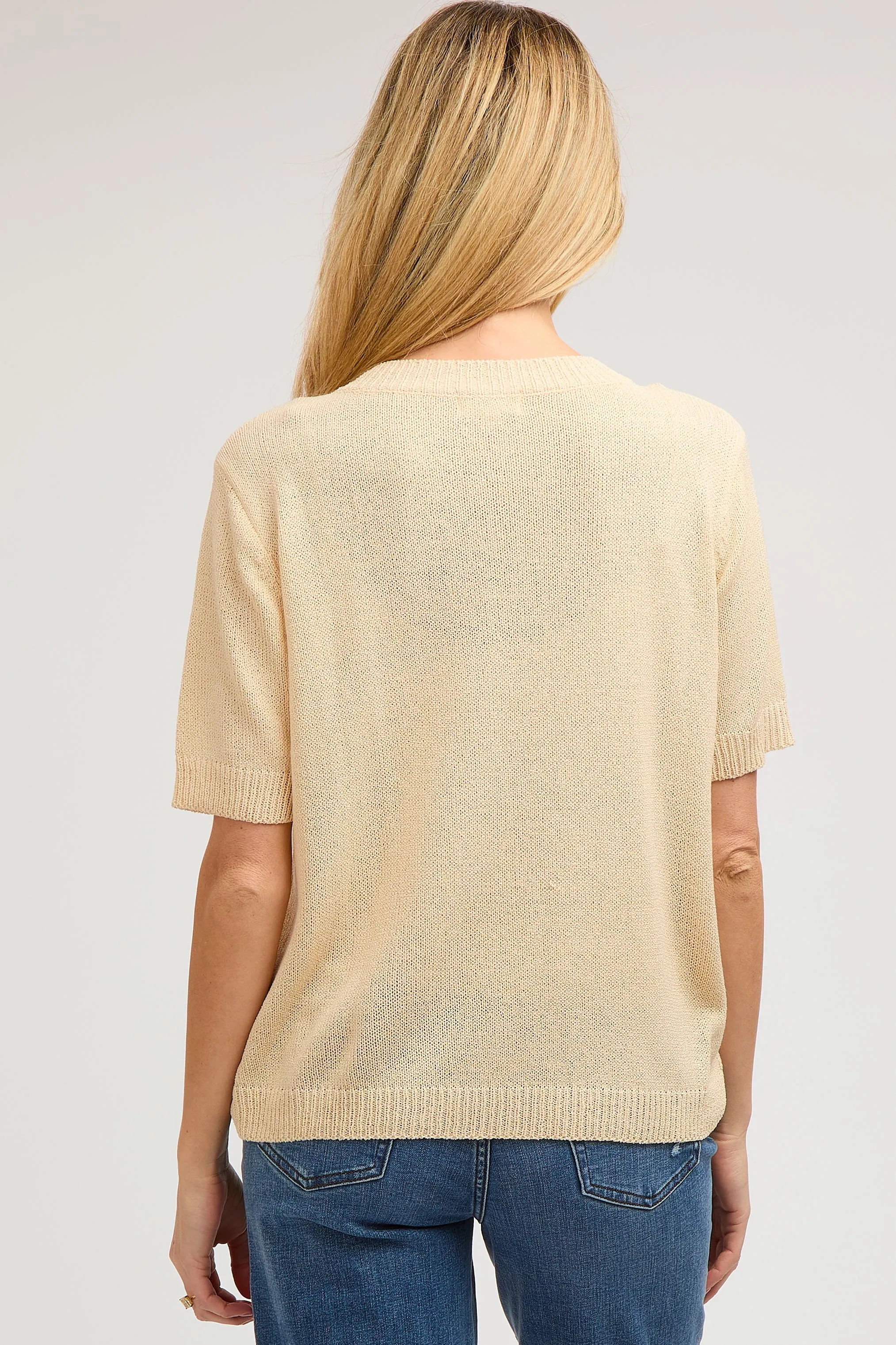 Beige Knit Short Sleeve Maternity Top sold by Pinkblush product image thumbnail 3