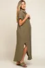 Olive Button Down Maternity Midi Dress sold by Pinkblush