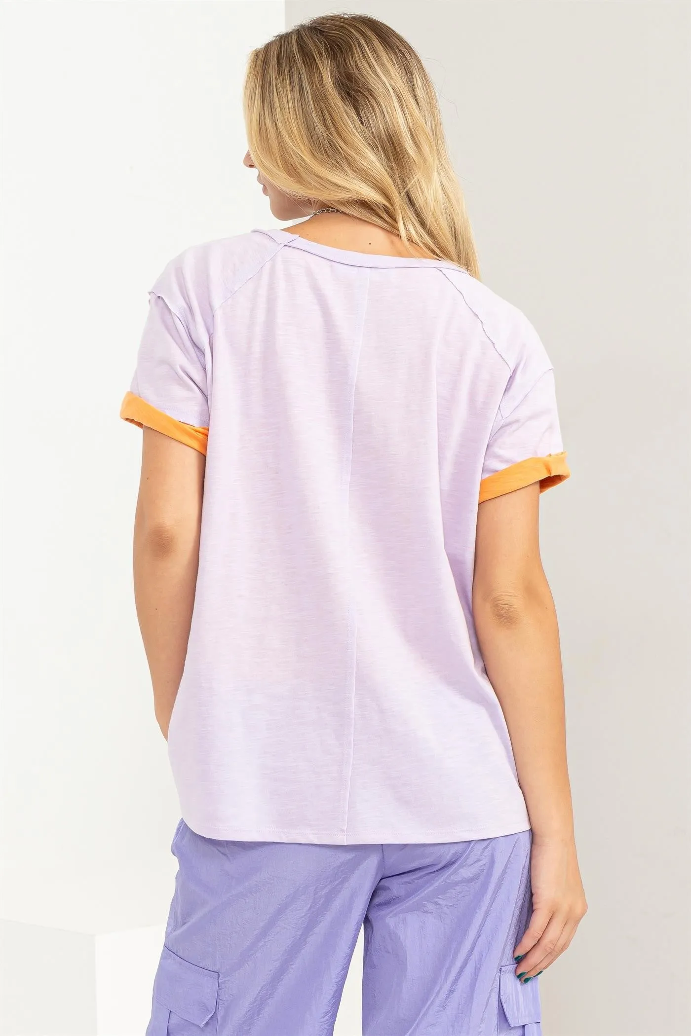 Lavender Raw Hem Short Sleeve Top sold by Pinkblush product image thumbnail 2