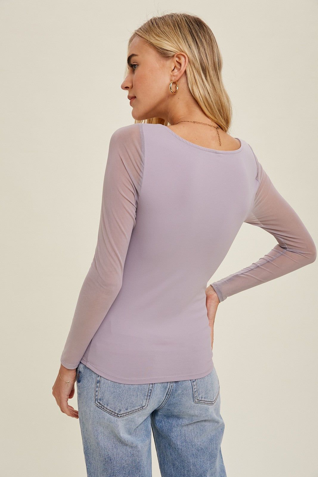 Lavender Mesh Long Sleeve Top sold by Pinkblush product image thumbnail 3