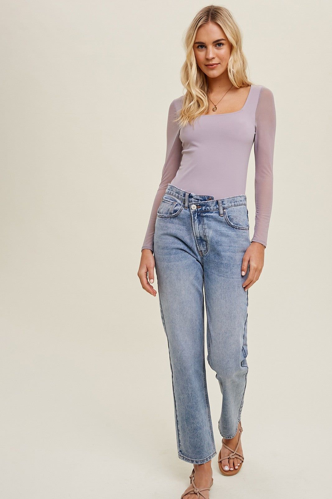 Lavender Mesh Long Sleeve Top sold by Pinkblush product image thumbnail 4