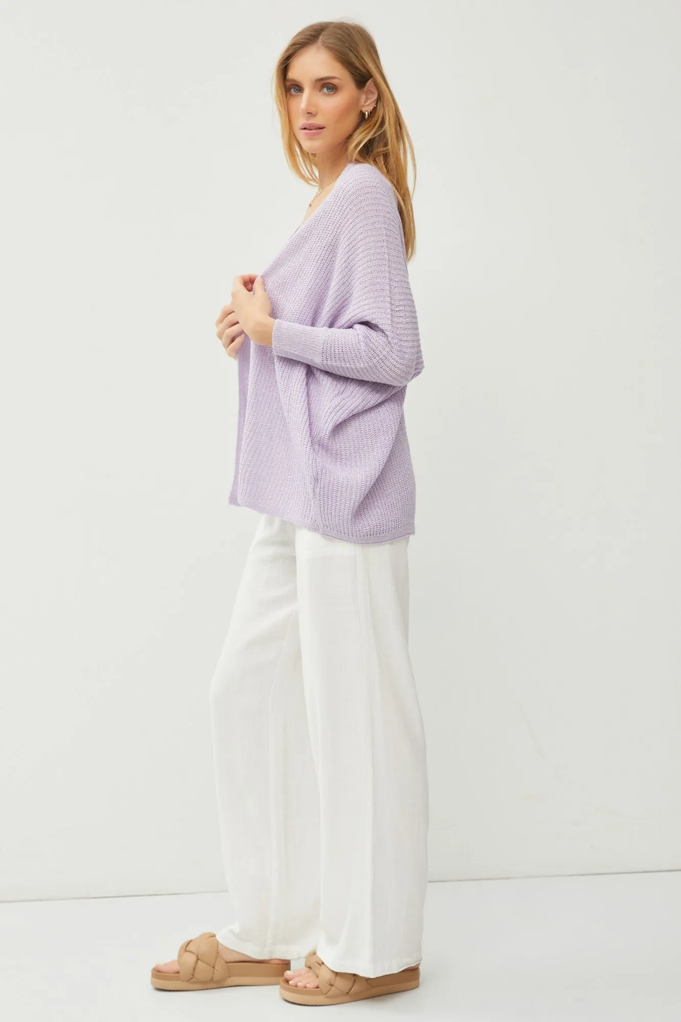 Lavender Knit Dolman Sleeve Cardigan sold by Pinkblush product image thumbnail 2