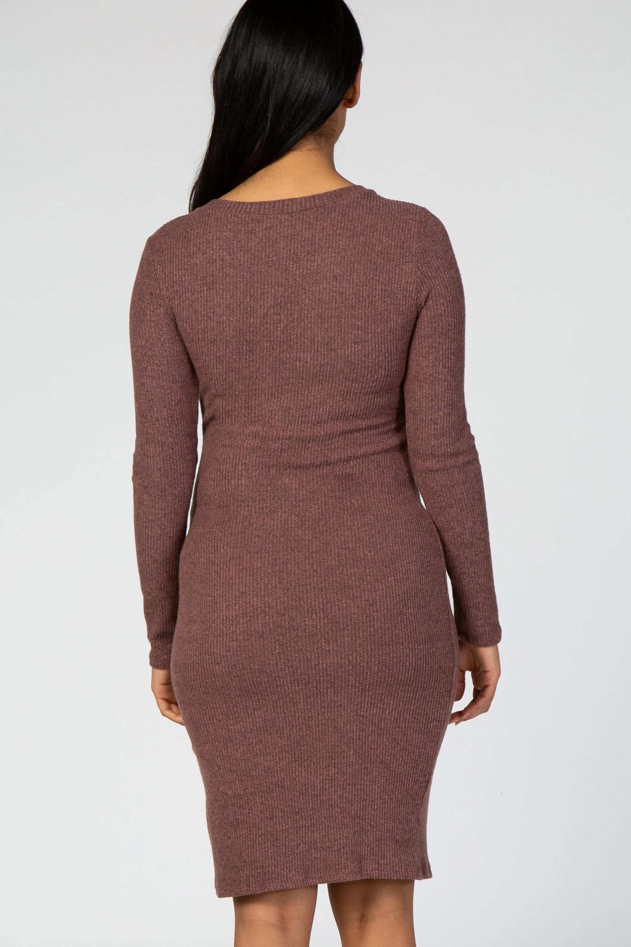 Mauve Knit Long Sleeve Maternity Dress sold by Pinkblush product image thumbnail 4