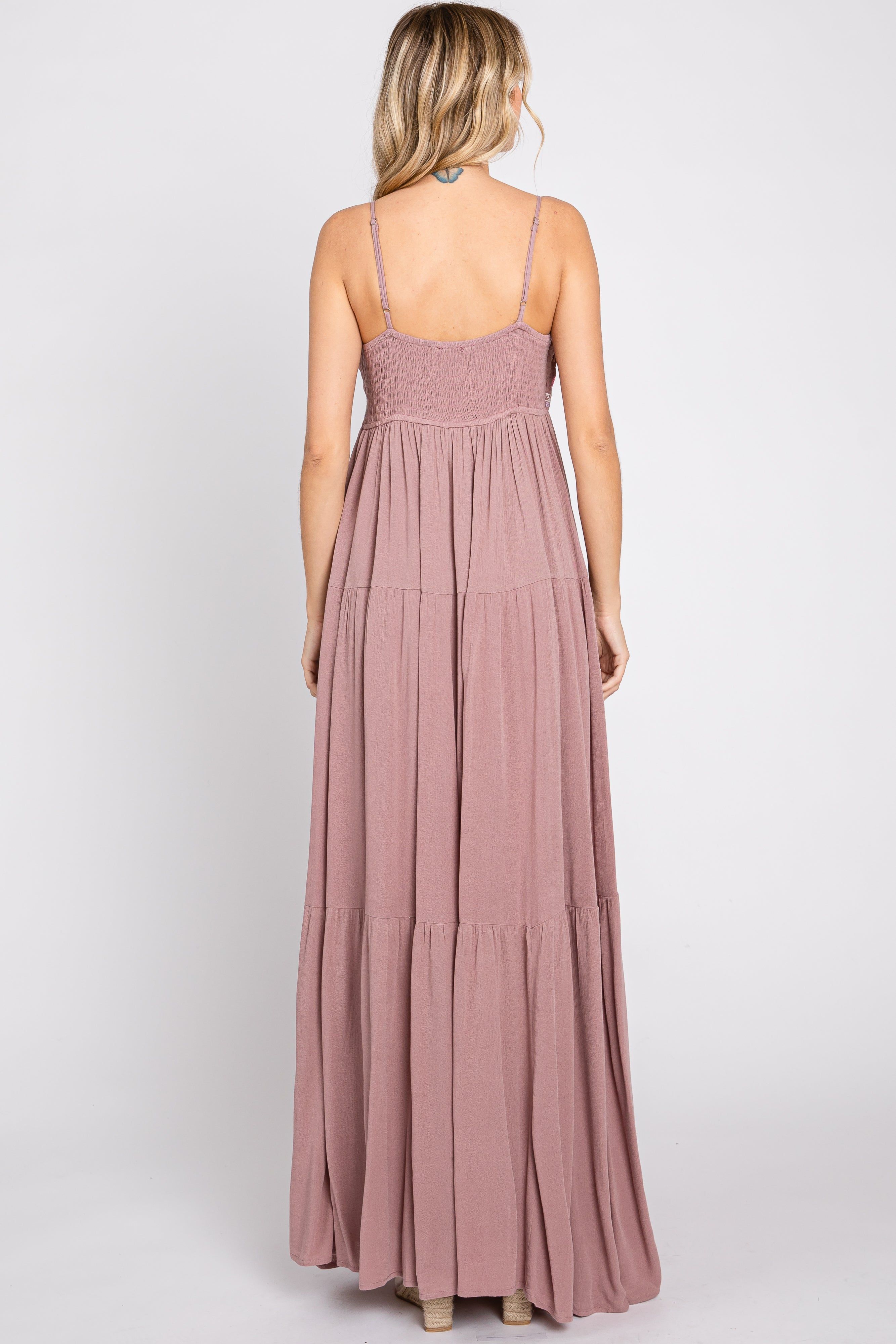 Mauve Floral Embroidery Maxi Dress sold by Pinkblush product image thumbnail 3