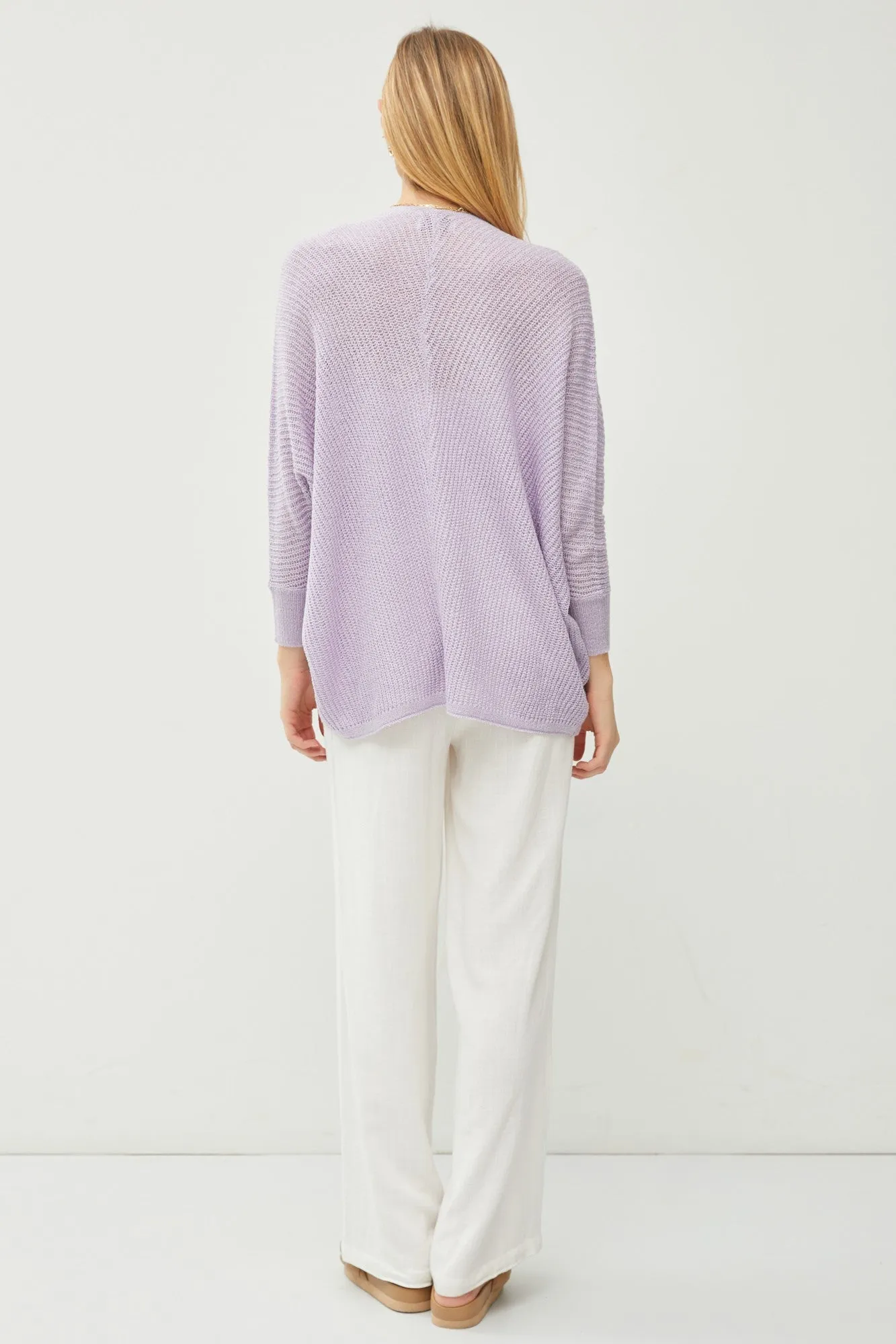 Lavender Knit Dolman Sleeve Cardigan sold by Pinkblush product image thumbnail 3