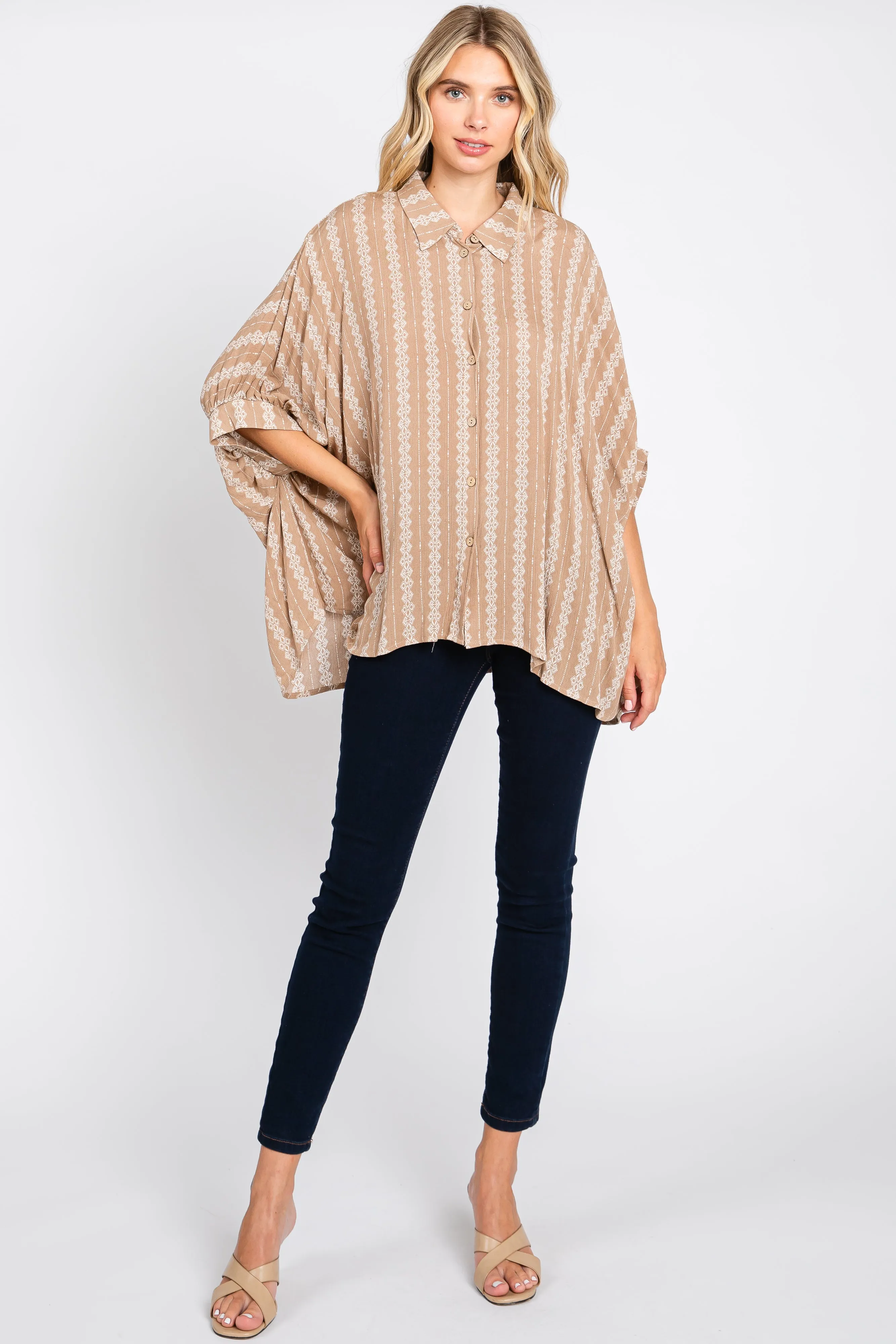 Taupe Printed Button Up Top sold by Pinkblush product image thumbnail 4