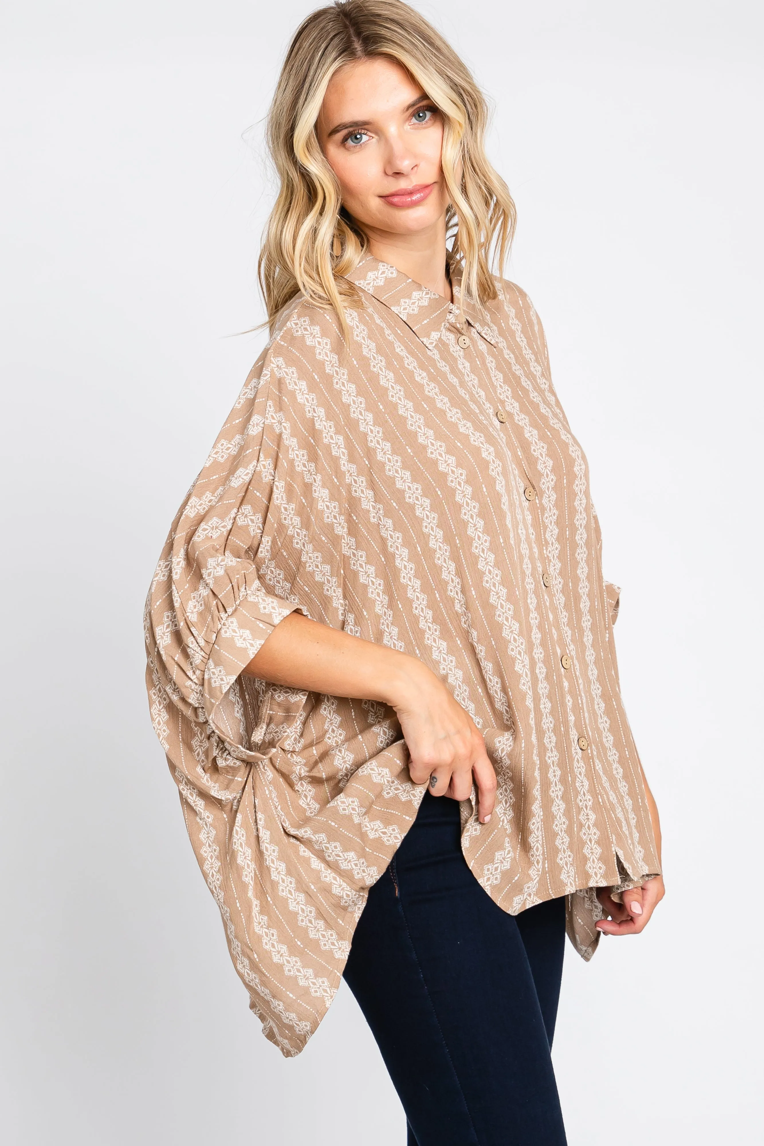 Taupe Printed Button Up Top sold by Pinkblush product image thumbnail 2