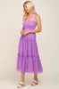 Lavender Smocked Mesh Midi Dress sold by Pinkblush