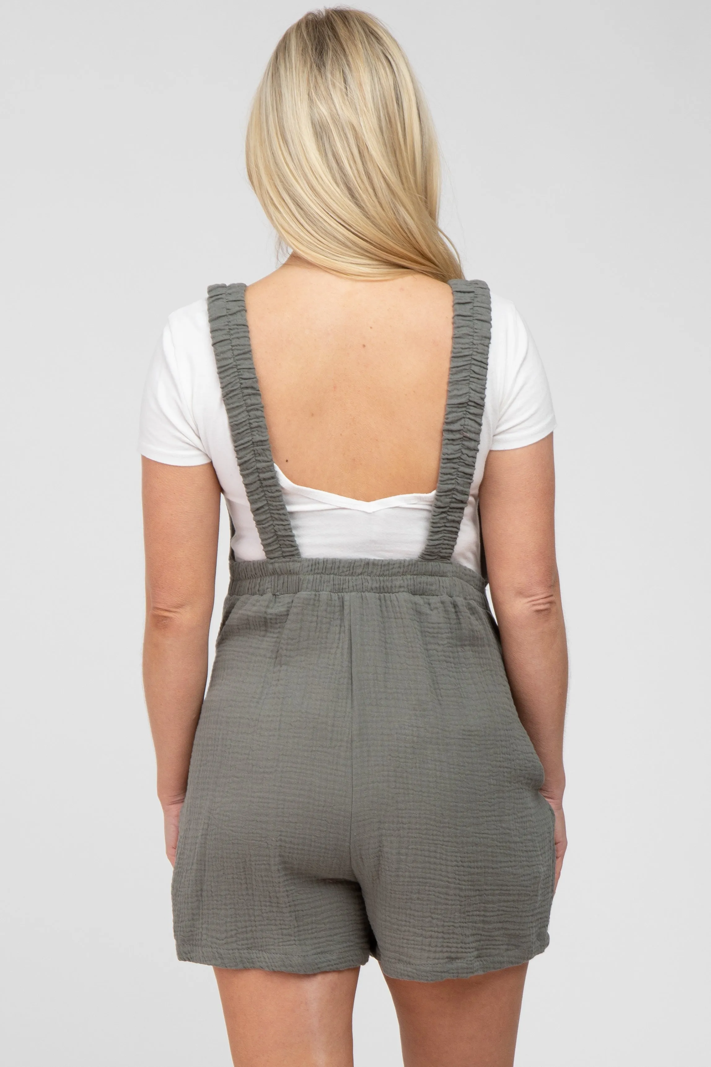 Olive Square Neck Elastic Strap Maternity Romper sold by Pinkblush product image thumbnail 4