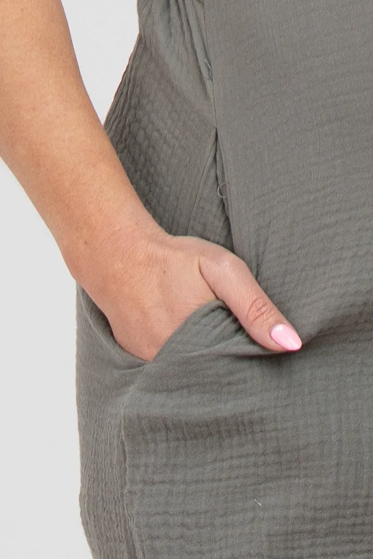 Olive Square Neck Elastic Strap Maternity Romper sold by Pinkblush product image thumbnail 5