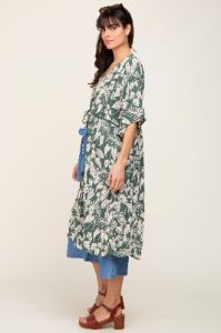 Green Palm Print Front Tie Short Sleeve Cover Up sold by Pinkblush
