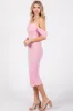 Light Pink Off Shoulder Sleeveless Ruched Mesh Midi Dress sold by Pinkblush