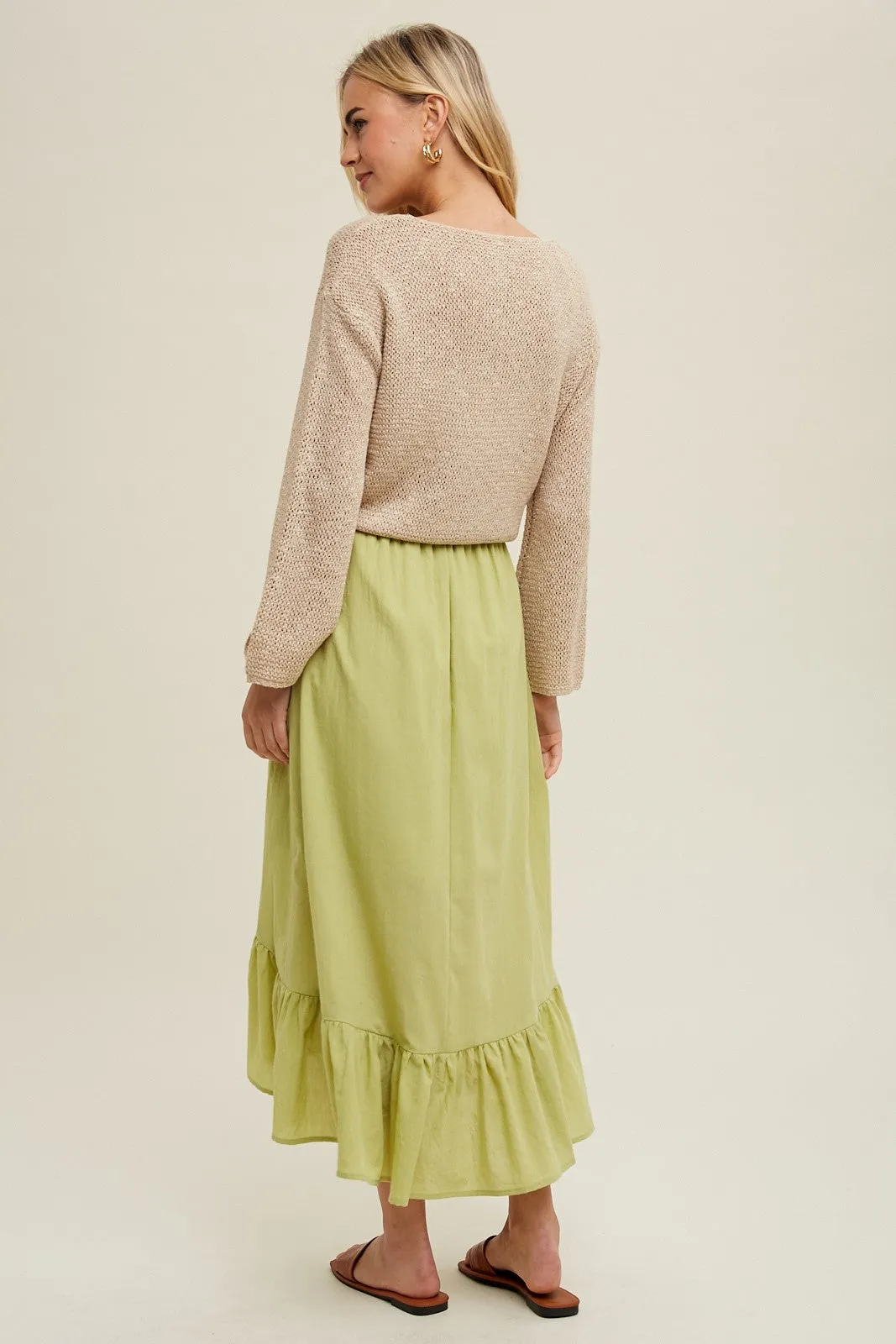 Taupe Open Knit Sweater Self-Tie Cardigan sold by Pinkblush product image thumbnail 4