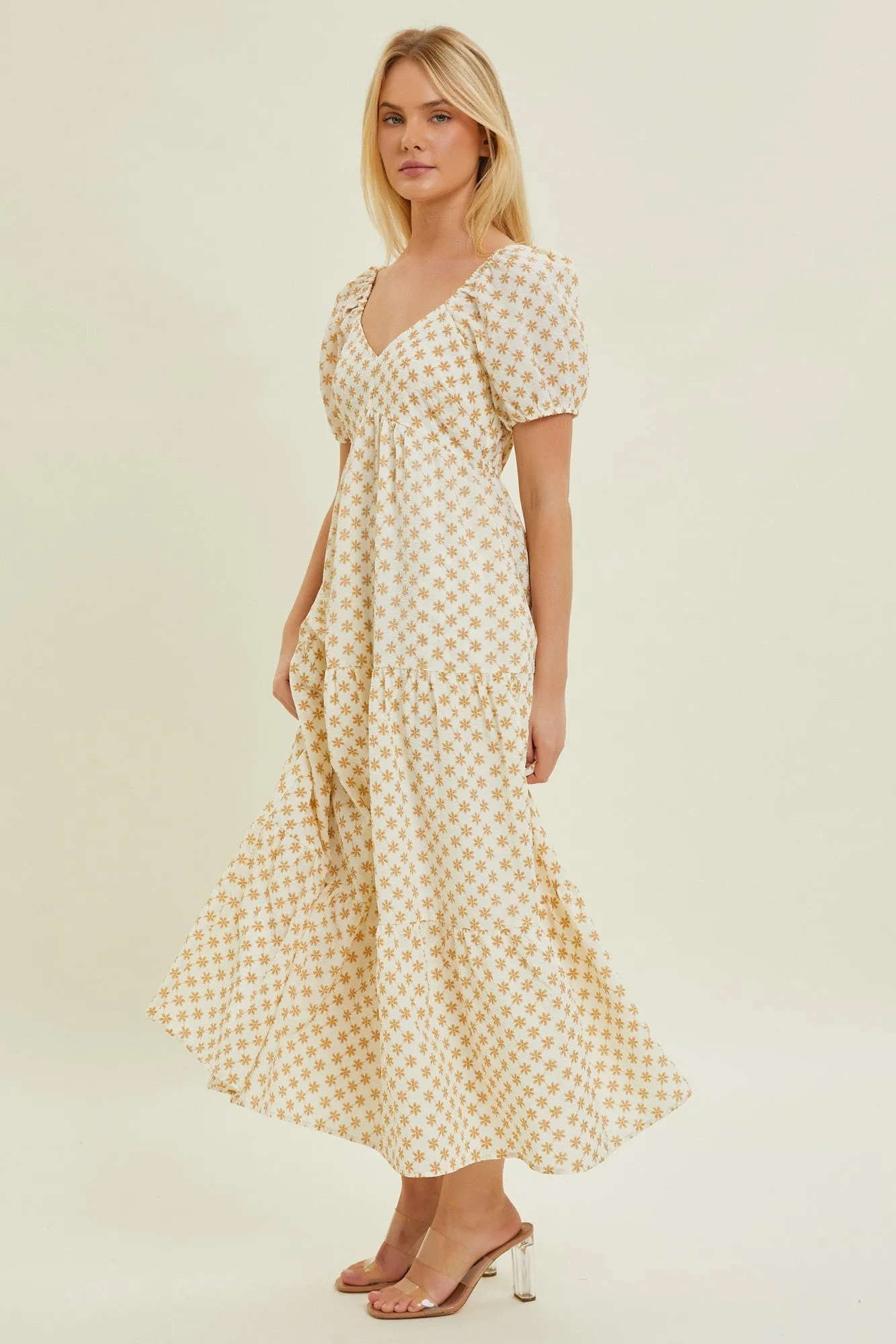 Yellow Floral Tiered Maxi Dress sold by Pinkblush product image thumbnail 2