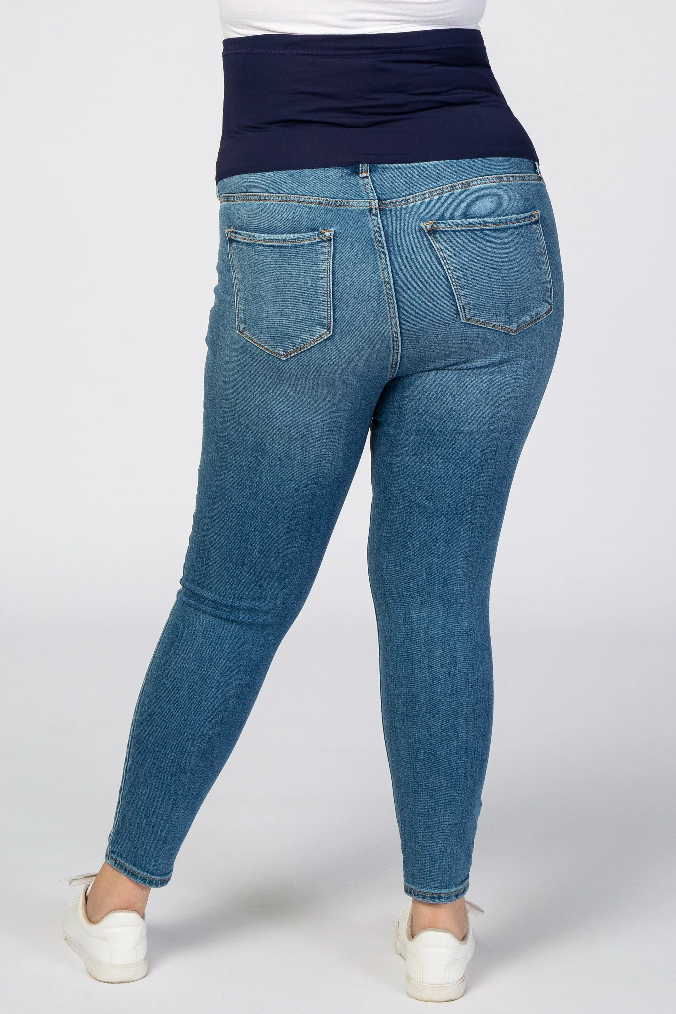 Light Blue Distressed Maternity Plus Skinny Jeans sold by Pinkblush product image thumbnail 4