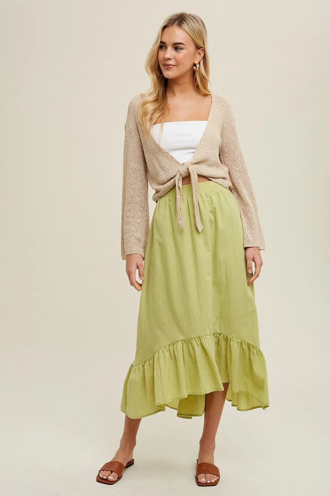 Taupe Open Knit Sweater Self-Tie Cardigan sold by Pinkblush product image thumbnail 2