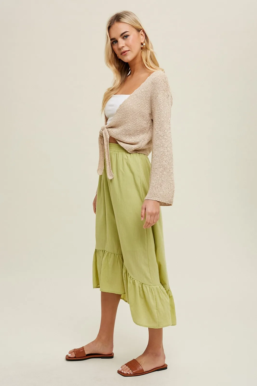 Taupe Open Knit Sweater Self-Tie Cardigan sold by Pinkblush product image thumbnail 3