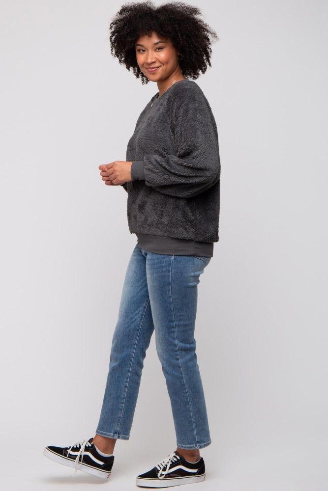 Charcoal Faux Fur Sweatshirt sold by Pinkblush product image thumbnail 6