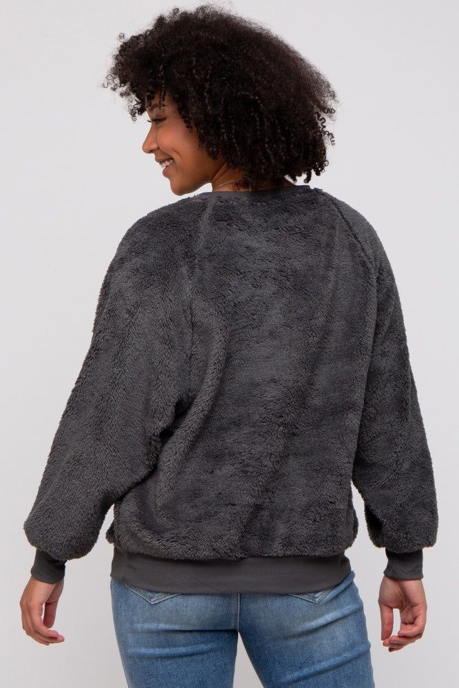 Charcoal Faux Fur Sweatshirt sold by Pinkblush product image thumbnail 4