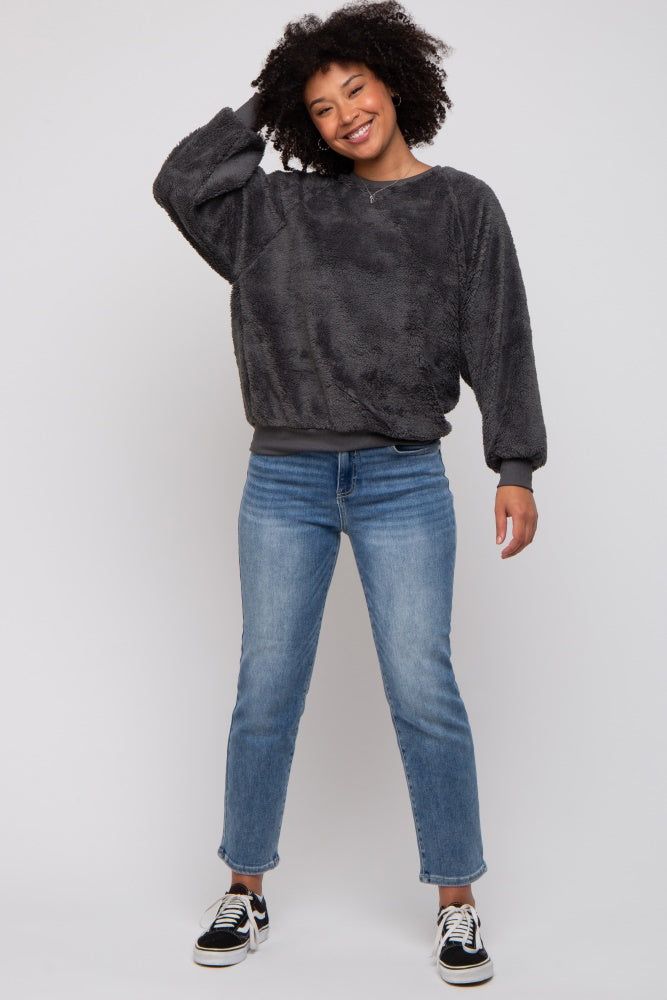 Charcoal Faux Fur Sweatshirt sold by Pinkblush product image thumbnail 5
