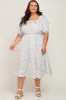 Mint Green Floral Smocked Puff Sleeve Maternity Plus Midi Dress sold by Pinkblush