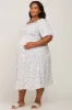 Mint Green Floral Smocked Puff Sleeve Maternity Plus Midi Dress sold by Pinkblush